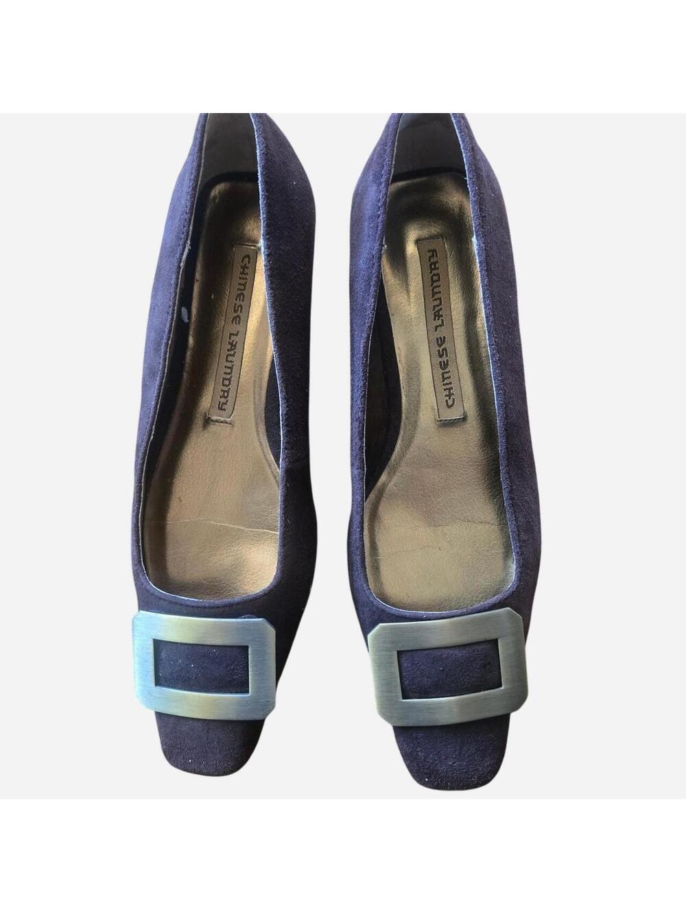 Chinese Laundry "Rhoda" Dark Brown Suede Buckle Flats  6.5